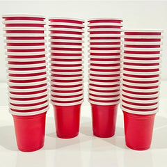 Red Mini Shot Glasses Disposable Plastic Drinking Cups 1.28oz