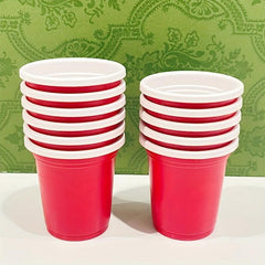 Red Mini Shot Glasses Disposable Plastic Drinking Cups 1.28oz