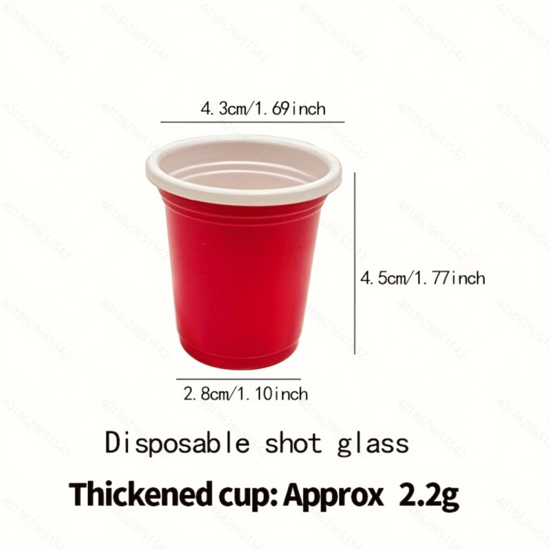Red Mini Shot Glasses Disposable Plastic Drinking Cups 1.28oz