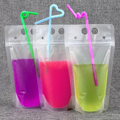 10 Pcs Reusable Juice Bags 500ml & 750ml Disposable Zipper Drink Container Bags
