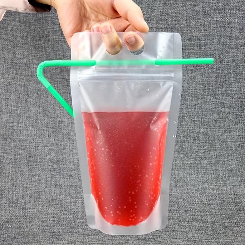 10 Pcs Reusable Juice Bags 500ml & 750ml Disposable Zipper Drink Container Bags