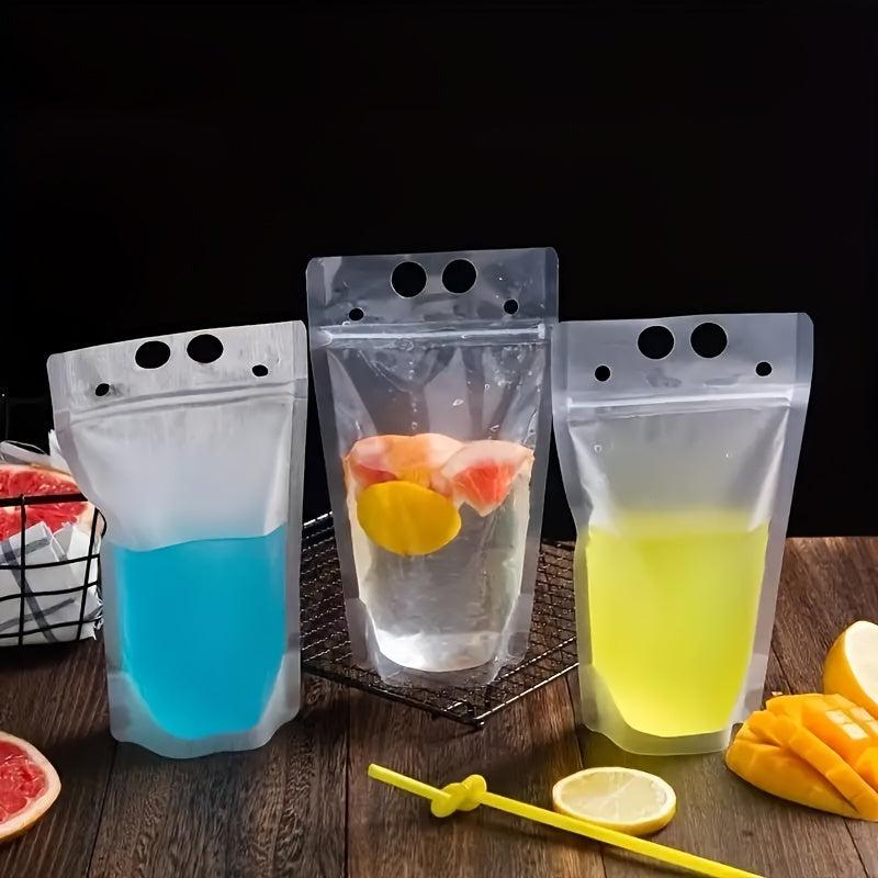 10 Pcs Reusable Juice Bags 500ml & 750ml Disposable Zipper Drink Container Bags
