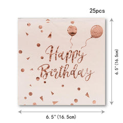 25pcs Pink & Rose Gold Birthday Party Tableware Set