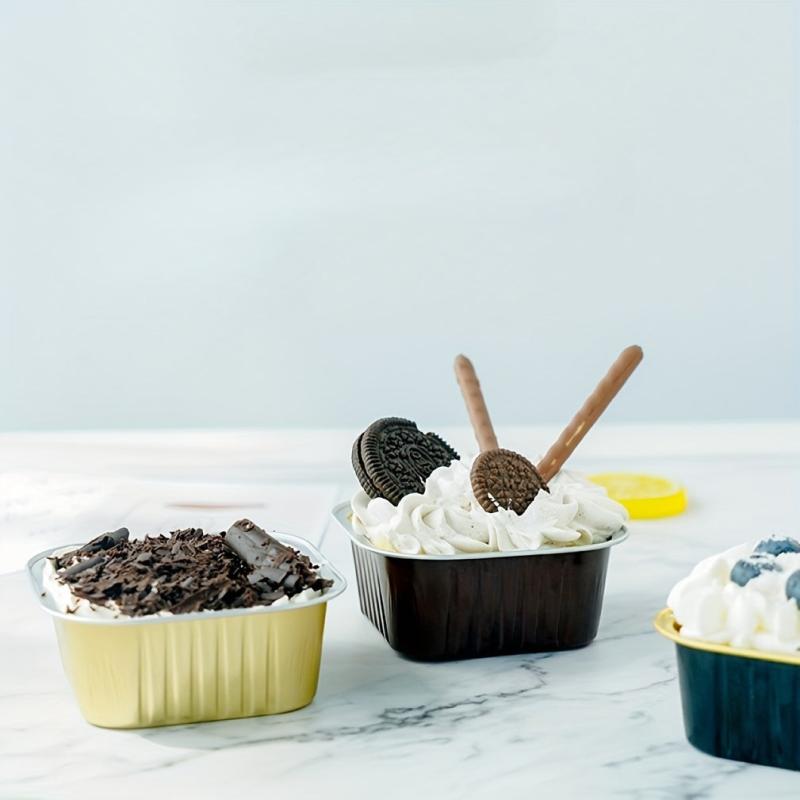 20pcs Square Foil Mini Baking Cups with Lids for Cupcake Bread Muffin