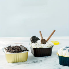20pcs Square Foil Mini Baking Cups with Lids for Cupcake Bread Muffin