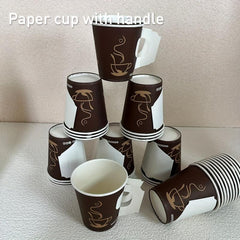 50pcs 7 Oz Disposable Paper Coffee Cups Handles Party Supplies