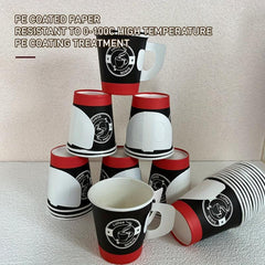 50pcs 7 Oz Disposable Paper Coffee Cups Handles Party Supplies