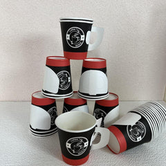 50pcs 7 Oz Disposable Paper Coffee Cups Handles Party Supplies