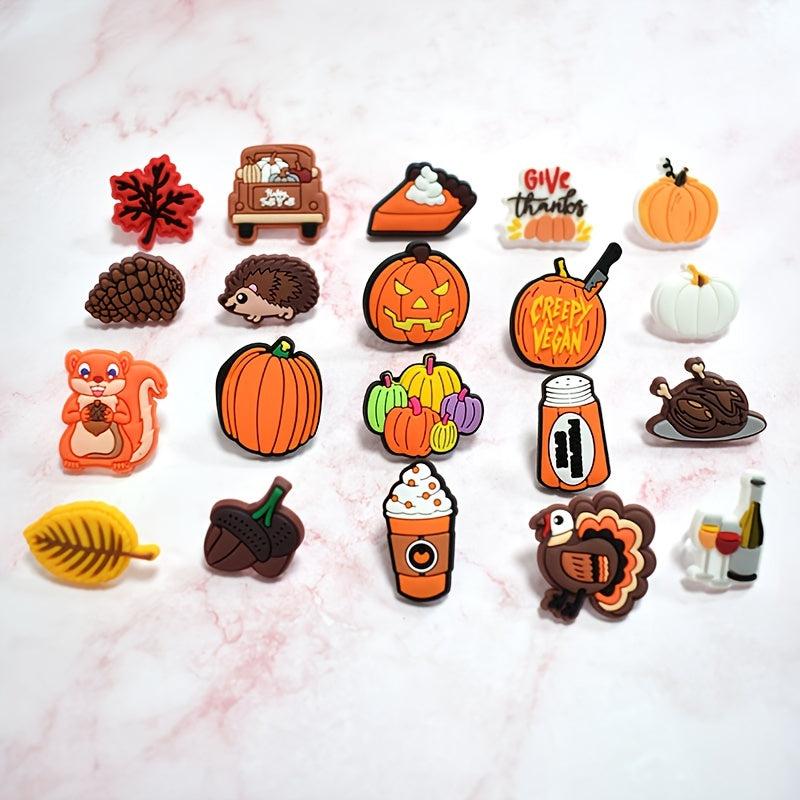 20PCS Thanksgiving Autumn Pumpkin Straw Toppers Set