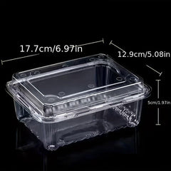 50pcs Plastic Takeaway Tray Hinged Noodle Container Disposable To Go Box