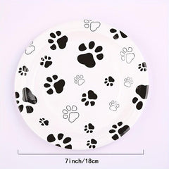 10pcs Dog Paw Paper Dinnerware Set - Party Decoration