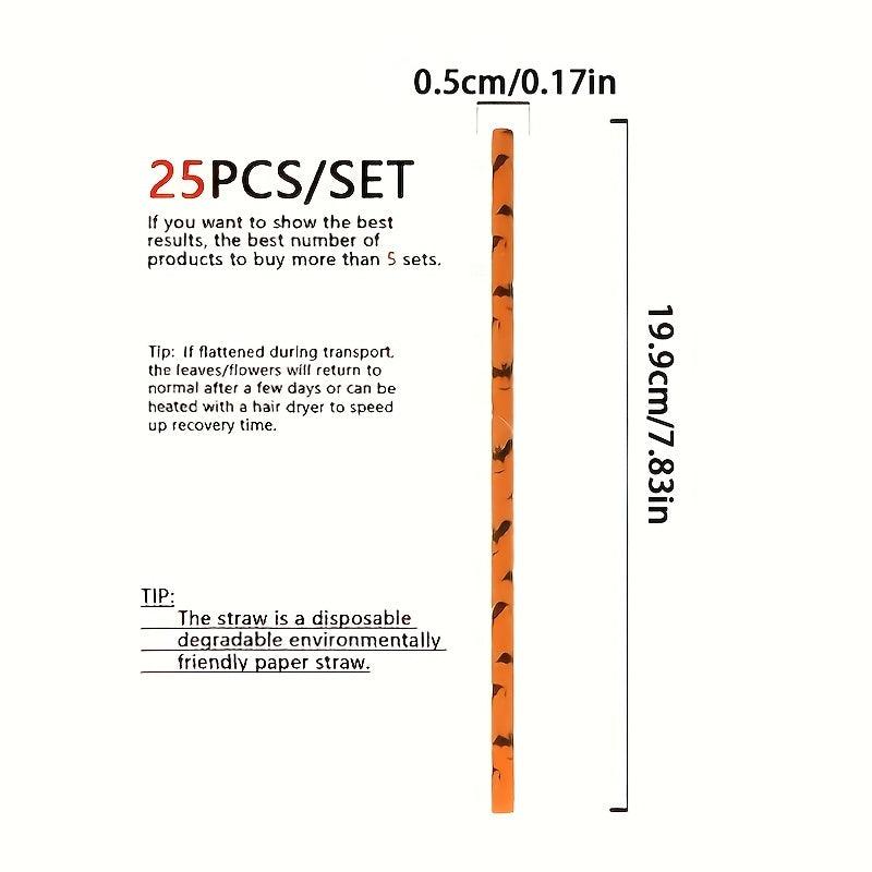 25pcs Halloween Bat Paper Straws for Bubble Tea Party Supplies