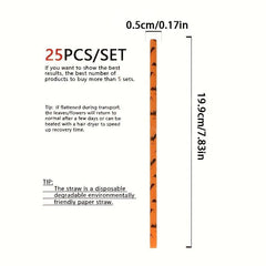 25pcs Halloween Bat Paper Straws for Bubble Tea Party Supplies
