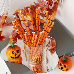 25pcs Halloween Bat Paper Straws for Bubble Tea Party Supplies