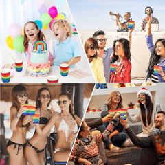 5pcs Rainbow Bar Beer Cup Cover 12oz Thermal Insulation Foldable Portable