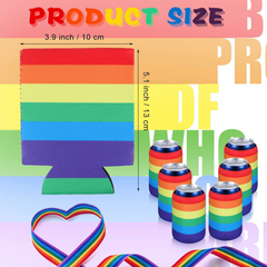 5pcs Rainbow Bar Beer Cup Cover 12oz Thermal Insulation Foldable Portable