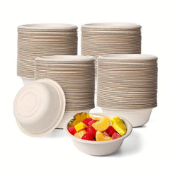 10pcs 16 oz Eco Friendly Biodegradable Sugarcane Pulp Bowl - Microwave Safe