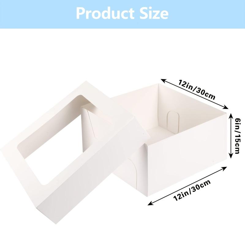10pcs 30-48cm Cake Box with Window for Cookie Pastry Pie Baking