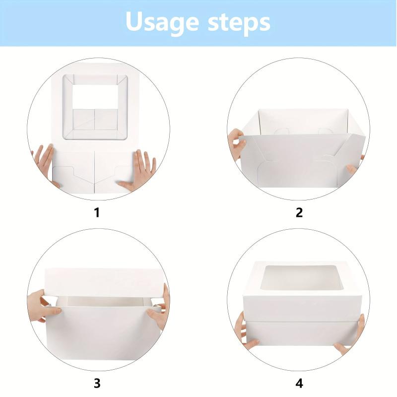 10pcs 30-48cm Cake Box with Window for Cookie Pastry Pie Baking