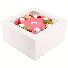 10pcs 30-48cm Cake Box with Window for Cookie Pastry Pie Baking