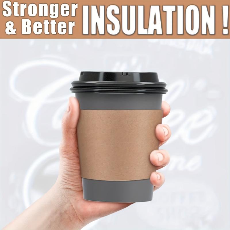 100pcs 12oz Compostable Coffee Cups To Go With Lids Sleeves Straws