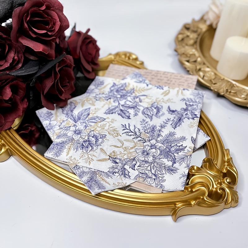20pcs Disposable Floral Paper Napkins 33.02cm Party Printing Napkin