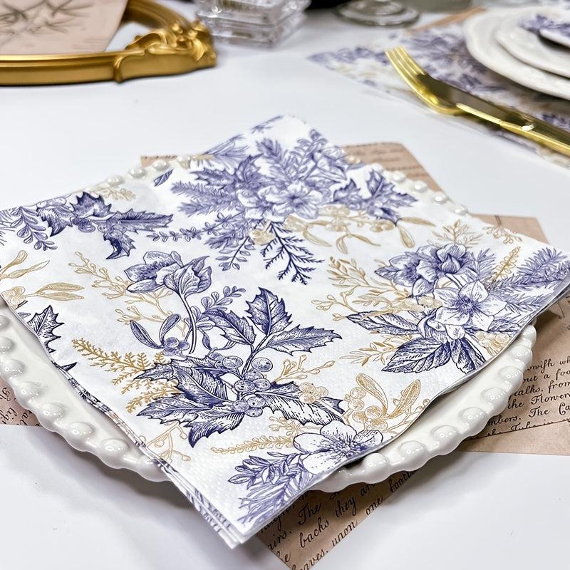20pcs Disposable Floral Paper Napkins 33.02cm Party Printing Napkin