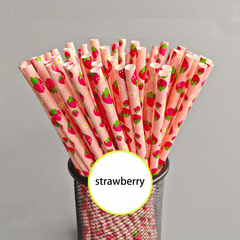 25pcs Biodegradable Paper Straws Fruits Pattern Summer