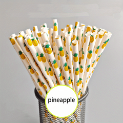 25pcs Biodegradable Paper Straws Fruits Pattern Summer