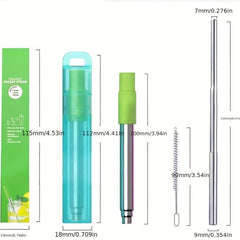 Stainless Steel Telescopic Straw with Silicone Nozzle