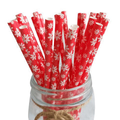 25pcs Xmas Paper Straws Christmas Tableware Decorations For Home Party Drinking