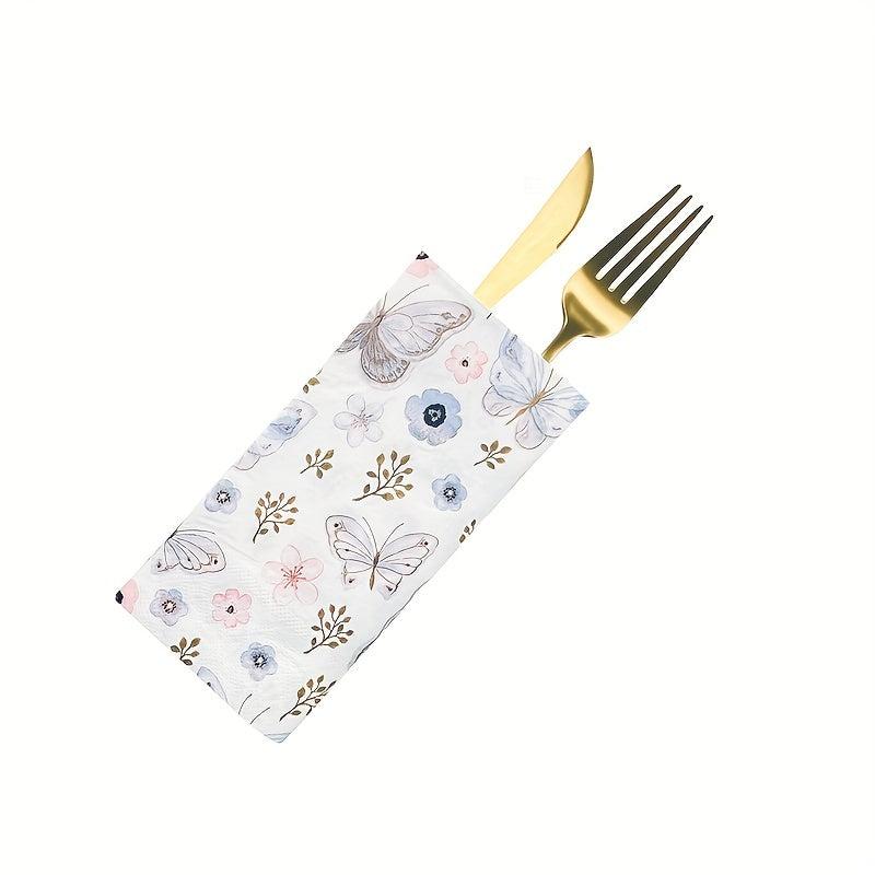 20Pcs Disposable Party Print Napkins Floral Butterfly Soft Absorbent Napkins