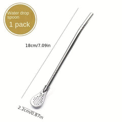 2pcs Stainless Steel Straw Spoon Filter Spoons Reusable Straws