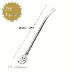 2pcs Stainless Steel Straw Spoon Filter Spoons Reusable Straws