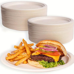 125pcs Compostable Paper Plates Disposable Bagasse Plate