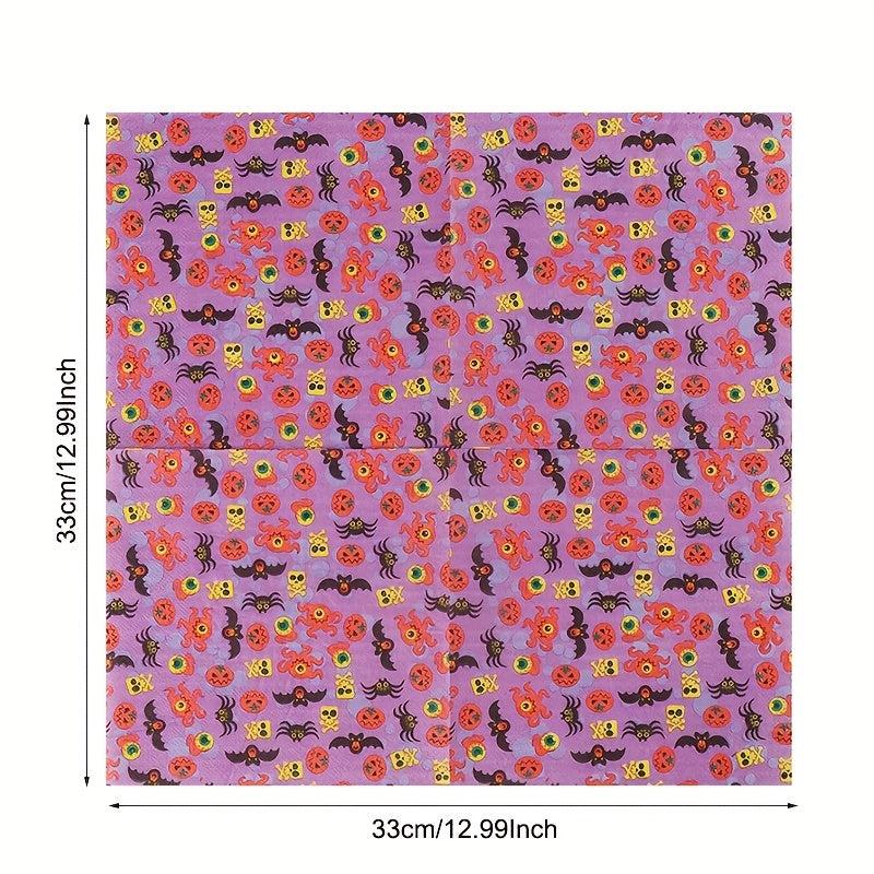 20pcs Halloween Square Napkins - Disposable Paper Party Printed Napkin