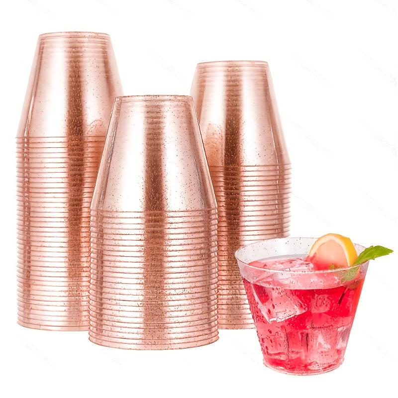 50-100pcs 9oz Transparent Plastic Disposable Cups Heavy-Duty Wedding Reusable