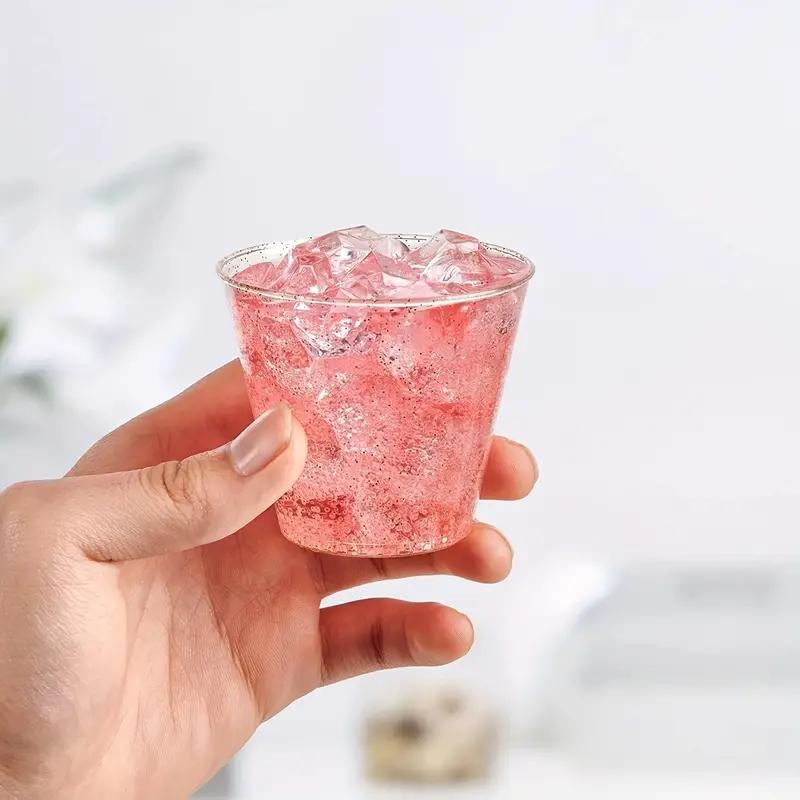 50-100pcs 9oz Transparent Plastic Disposable Cups Heavy-Duty Wedding Reusable