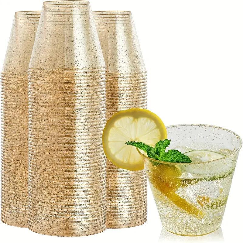 50-100pcs 9oz Transparent Plastic Disposable Cups Heavy-Duty Wedding Reusable