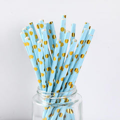 25 Glossy Polka Dots Paper Straws, Disposable Drinking Straws, 0.58cmx19