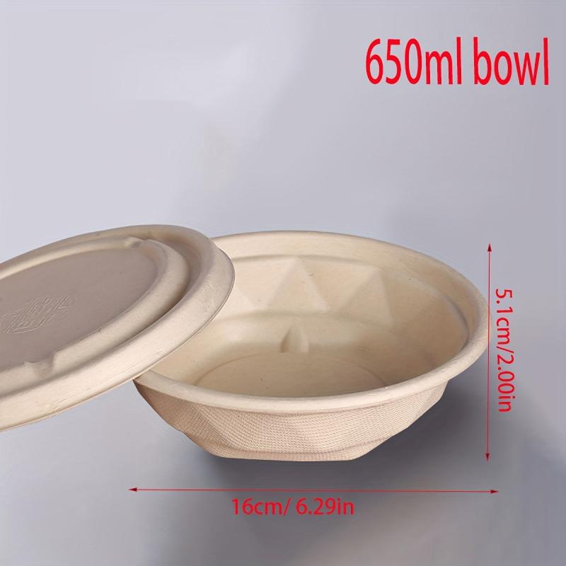 5pcs Sugarcane Pulp Disposable Paper Bowls Round Bowls Takeaway Packing