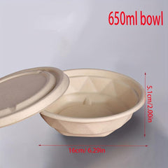 5pcs Sugarcane Pulp Disposable Paper Bowls Round Bowls Takeaway Packing