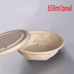 5pcs Sugarcane Pulp Disposable Paper Bowls Round Bowls Takeaway Packing