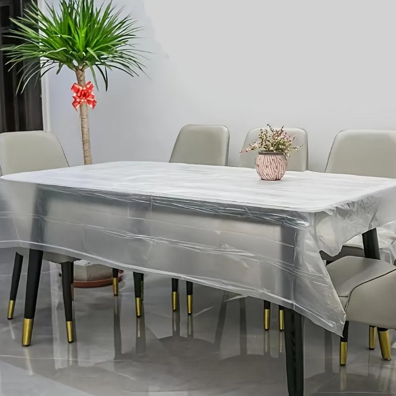 10pcs Clear Waterproof Disposable Plastic Tablecloth