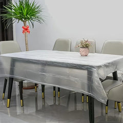 10pcs Clear Waterproof Disposable Plastic Tablecloth
