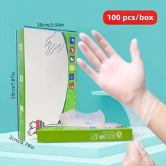 100pcs Food Transparent Disposable Gloves for Dishwashing and Beauty