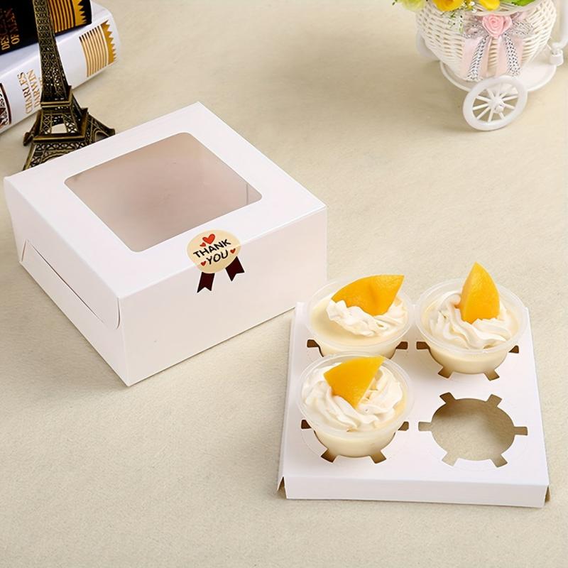 20pcs Cupcake Boxes Auto Popup Containers Bakery Cake Box with Clear Window