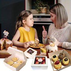 20pcs Cupcake Boxes Auto Popup Containers Bakery Cake Box with Clear Window