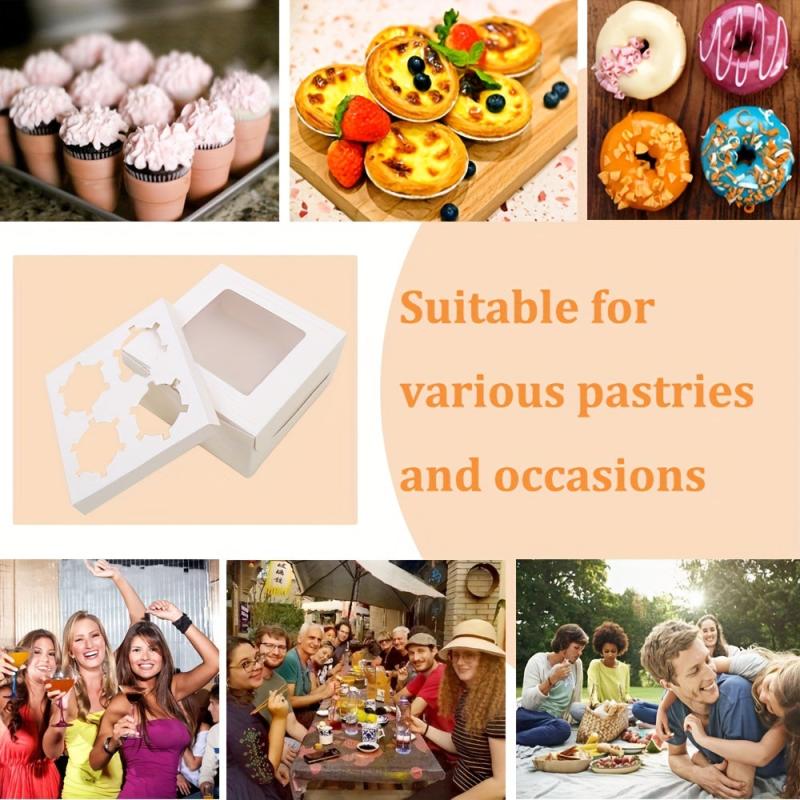 20pcs Cupcake Boxes Auto Popup Containers Bakery Cake Box with Clear Window