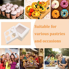 20pcs Cupcake Boxes Auto Popup Containers Bakery Cake Box with Clear Window